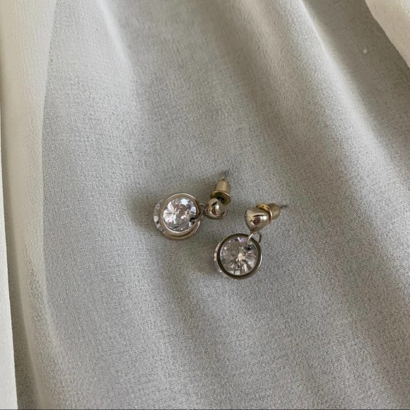 VTG CZ Diamond Front Back Circle Dangle Earrings - Picture 4 of 6